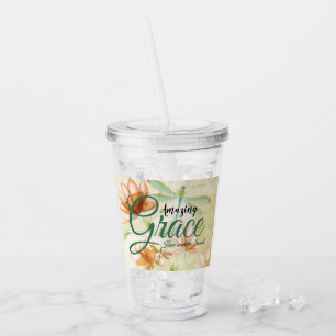 Amazing Grace Flowers and dragonfly Acrylic Tumbler