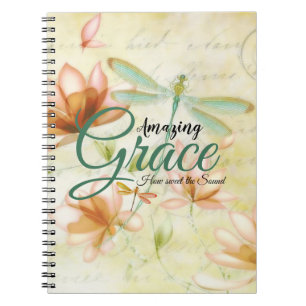 Amazing Grace Flowers and dragonfly Notebook