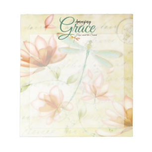 Amazing Grace Flowers and dragonfly Notepad