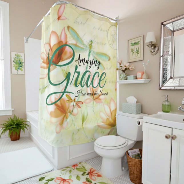 Amazing Grace Flowers and dragonfly  Shower Curtain (Creator Uploaded)