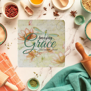 Amazing Grace Flowers and dragonfly Trivet