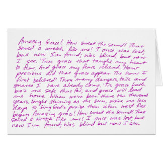 Amazing Grace handwritten lyrics Cards