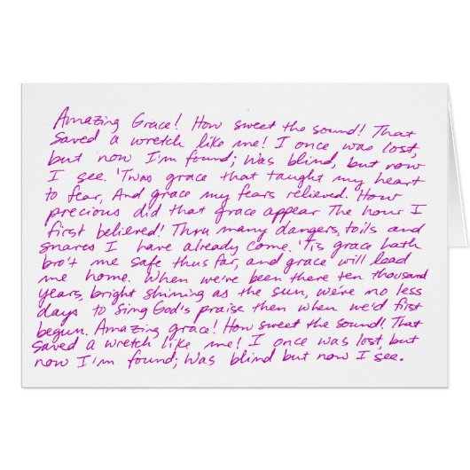 Amazing Grace handwritten lyrics Cards (Front Horizontal)