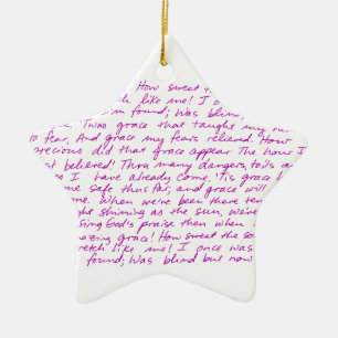 Amazing Grace handwritten lyrics Ceramic Ornament