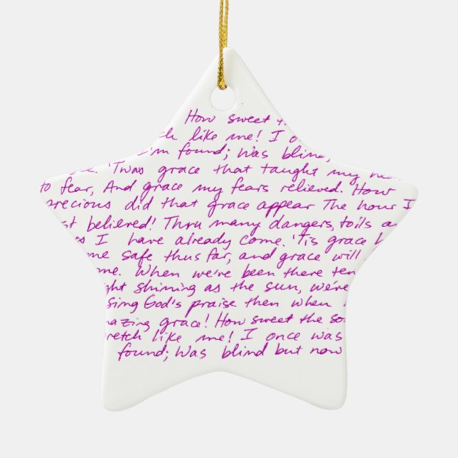 Amazing Grace handwritten lyrics Ceramic Ornament (Front)
