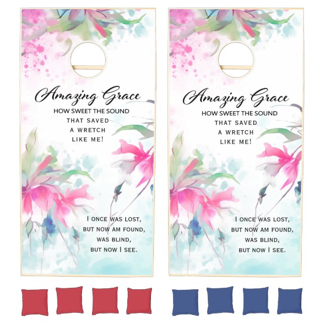 Amazing Grace How Sweet the Sound Christian Hymn  Cornhole Set (Set)