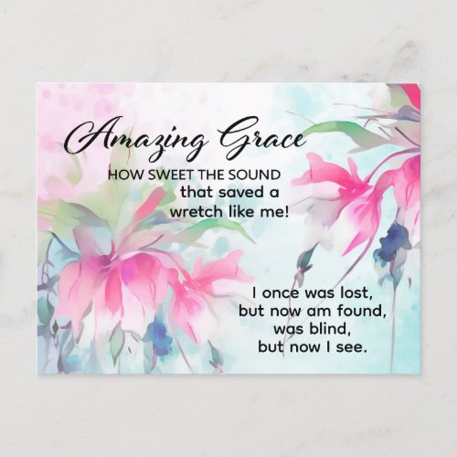 Amazing Grace How Sweet the Sound Christian Hymn  Postcard