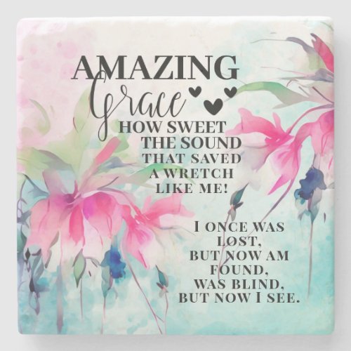 Amazing Grace How Sweet the Sound Christian Hymn  Stone Coaster