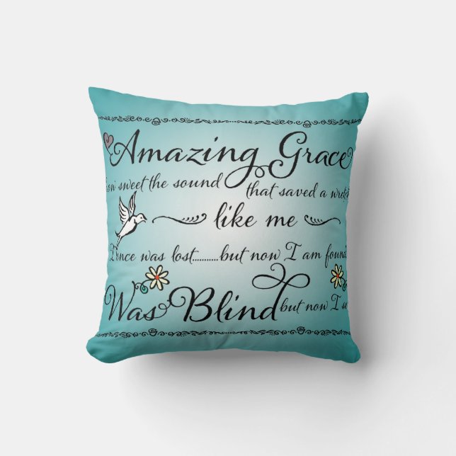 Amazing Grace How Sweet the Sound Word Art Throw Pillow (Front)