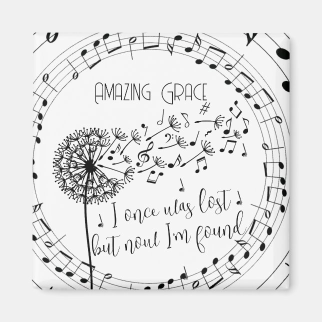 Amazing Grace Hymn Dandelion Christian Magnet (Front)