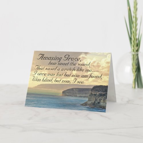 Amazing Grace Hymn Ocean Sunset Greeting Card