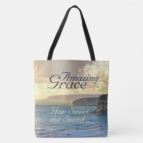 Amazing Grace Hymn Ocean Sunset Tote Bag