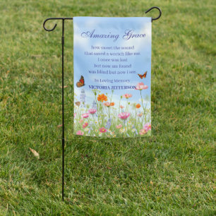 Amazing Grace In Loving Memory Butterfly Floral Garden Flag