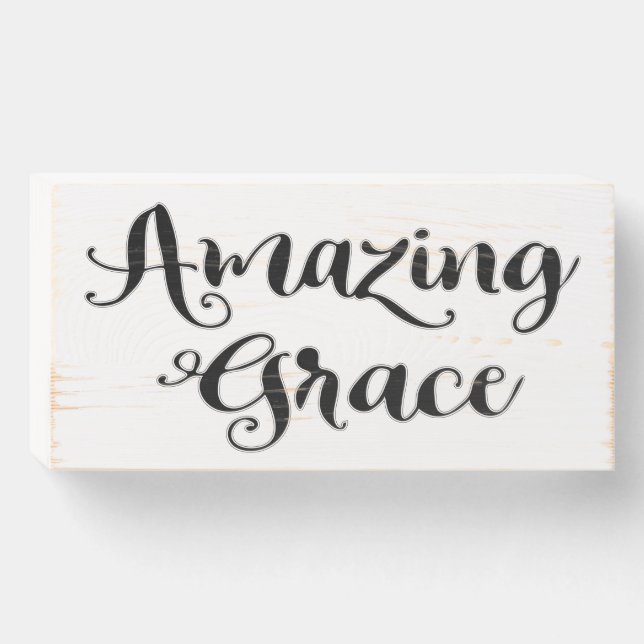 Amazing Grace Inspirational Wall Art Wooden Box Sign (Front Horizontal)