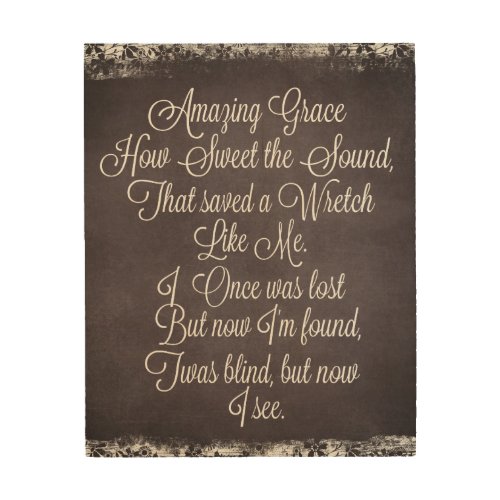 Amazing Grace Lyrics Chalkboard Wood Wall Decor