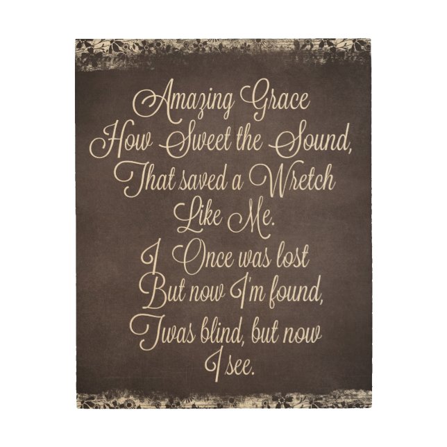Amazing Grace Lyrics Chalkboard Wood Wall Decor (Front)