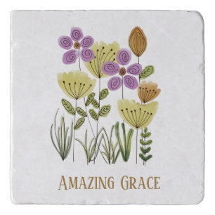 Amazing Grace Modern Floral Christian Trivet