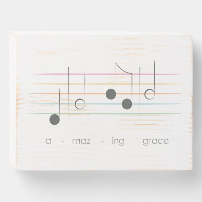 Amazing Grace Music Notes Wooden Box Sign (Front Horizontal)