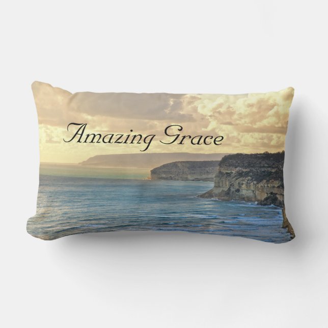 Amazing Grace Ocean Sunset Custom Throw Pillow (Front)