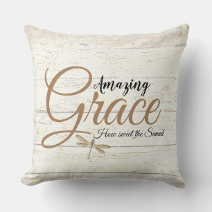 Amazing grace on wood throw pillow