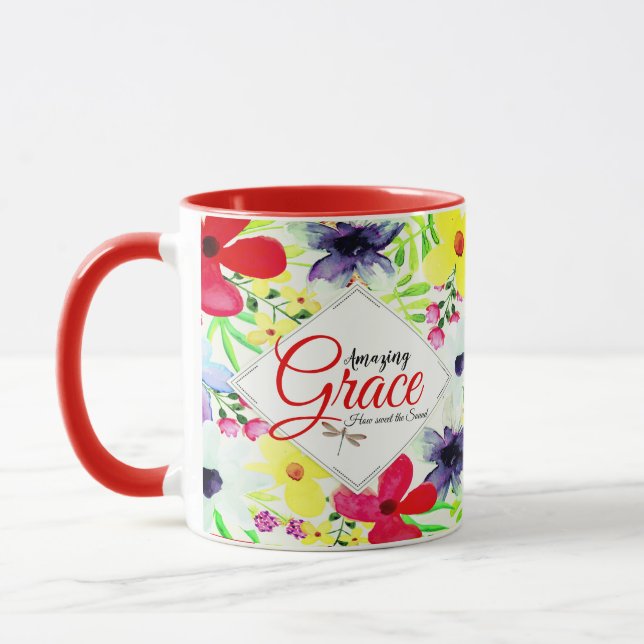 Amazing Grace Personalized floral   Mug (Left)