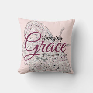 Amazing Grace pink butterfly  Throw Pillow