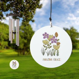 Amazing Grace Purple Floral Christian Wind Chime