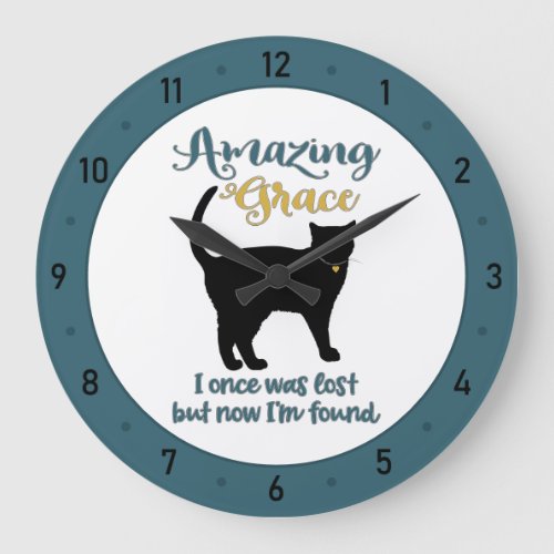 Amazing Grace Rescue Cat Large Clock