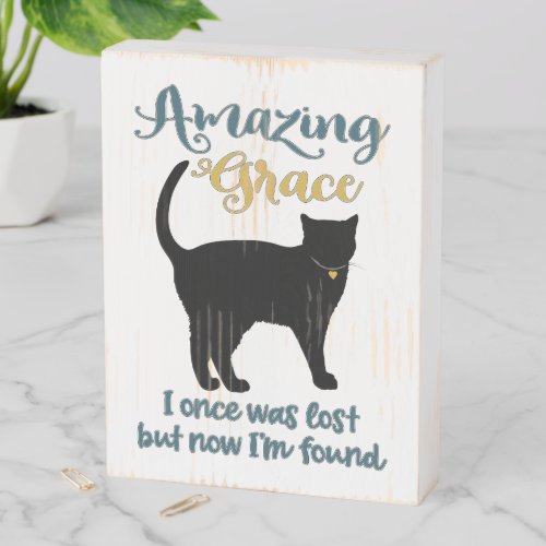 Amazing Grace Rescue Cat Wooden Box Sign