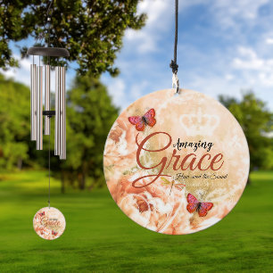 Amazing Grace Soft peach floral  Wind Chime