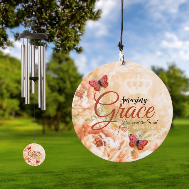 Amazing Grace Soft peach floral  Wind Chime (Outdoor)