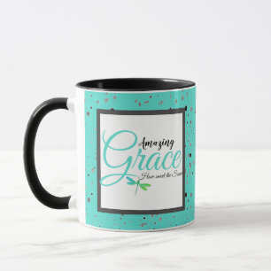 Amazing Grace teal and black Mug