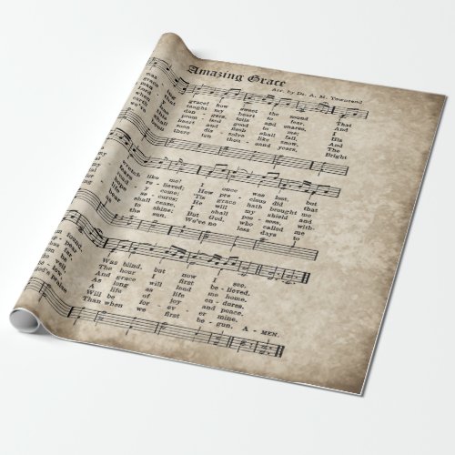 Amazing Grace Vintage Hymn Music Wrapping Paper