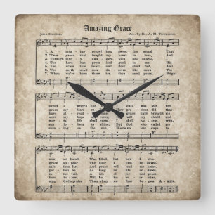 Amazing Grace Vintage Hymn Sheet Music Clock