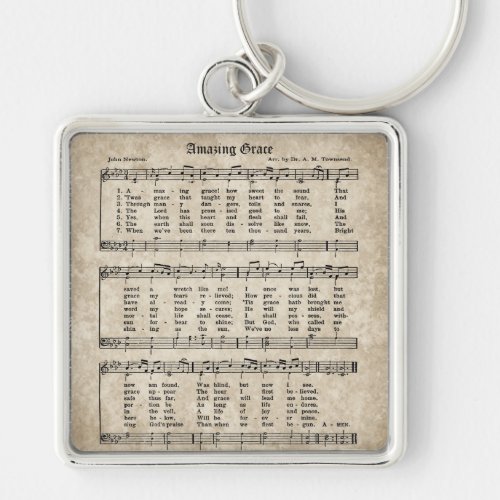Amazing Grace Vintage Hymn Sheet Music Keychain