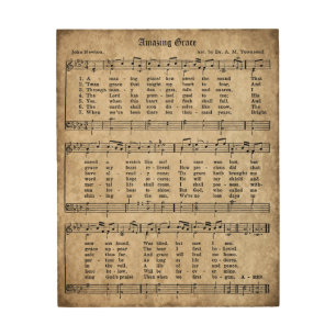 Amazing Grace Vintage Hymn Sheet Music Wood Sign