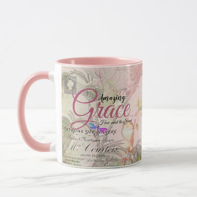 Amazing Grace vintage pink   Mug (Left)