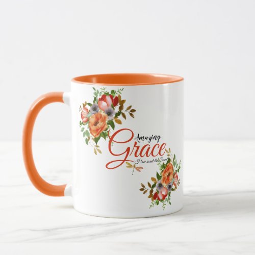 Amazing grace watercolr floral   mug