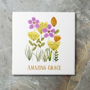 Amazing Grace Wildflowers Ceramic Tile