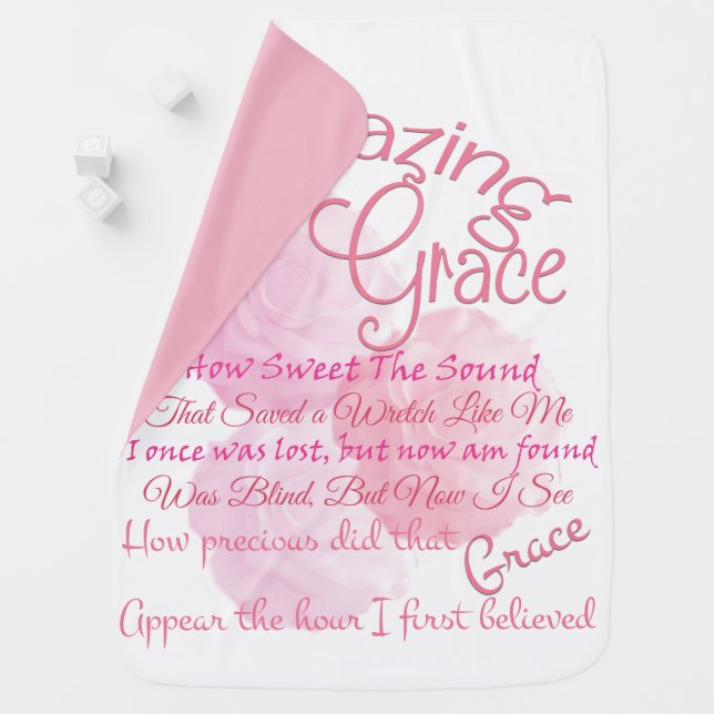 Amazing Grace With Beautiful Pink Roses Swaddle Blanket (In Situ)