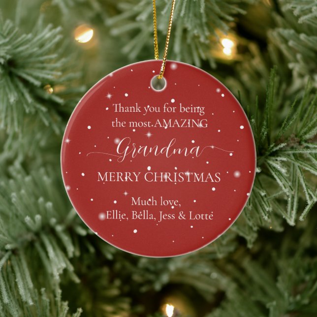 Amazing Grandma Christmas Photo Grandchildren  Ceramic Ornament (Tree)