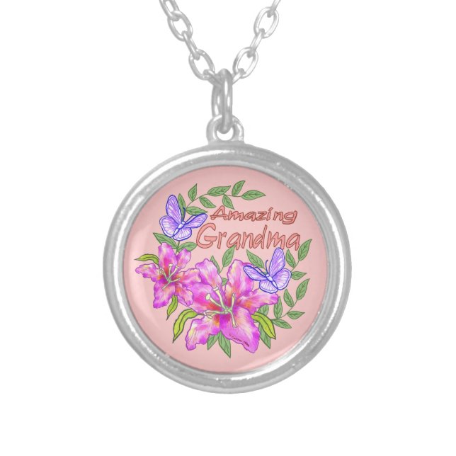 Amazing Grandma Silver Plated Necklace (Front)