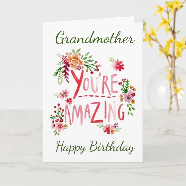 AMAZING **GRANDMOTHER** ON YOUR BIRTHDAY  CARD (Yellow Flower)