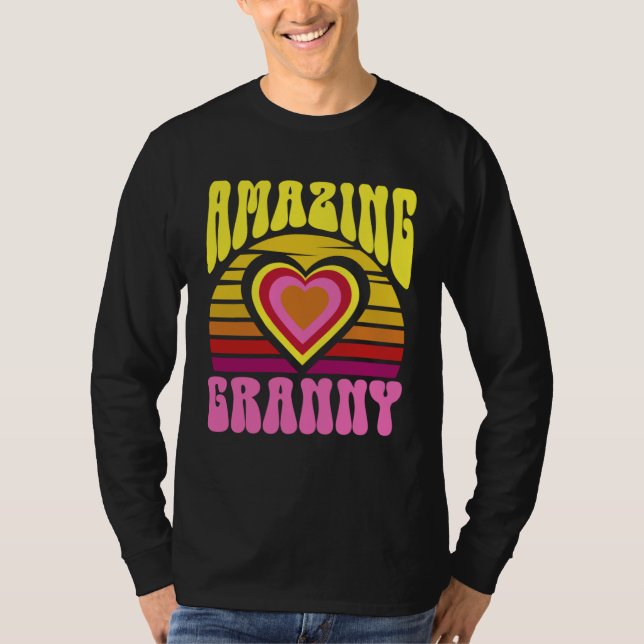 Amazing Granny Cute Sunset Hearts Mother s Day Ret T-Shirt (Front)