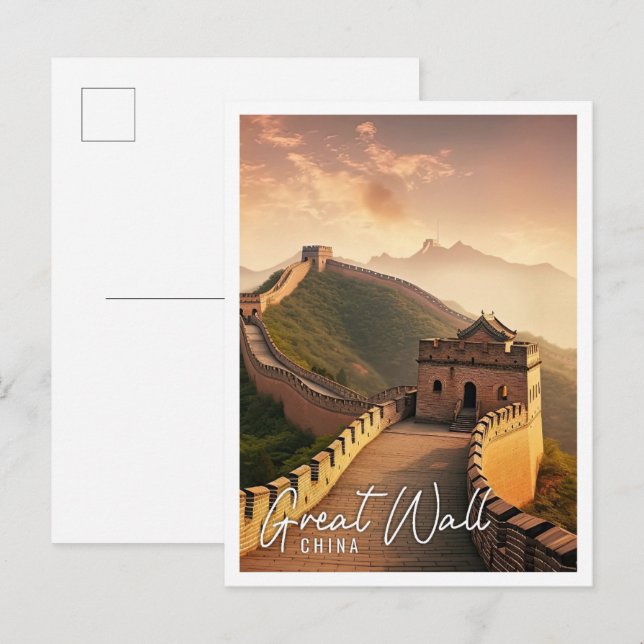 Amazing Great Wall of China misty morning sunrise Postcard (Front/Back)