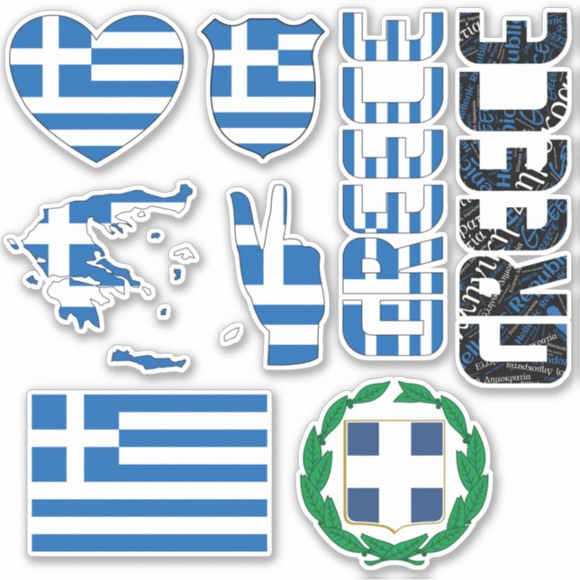 Amazing Greece Shapes National Symbols Sticker (Front)