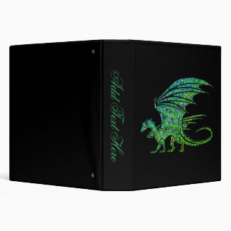 Amazing Green Dragon Mosaic 3 Ring Binder