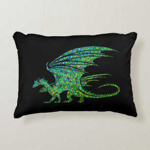 Amazing Green Dragon Mosaic Accent Pillow