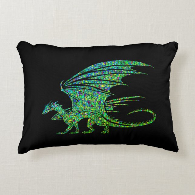Amazing Green Dragon Mosaic  Accent Pillow (Front)