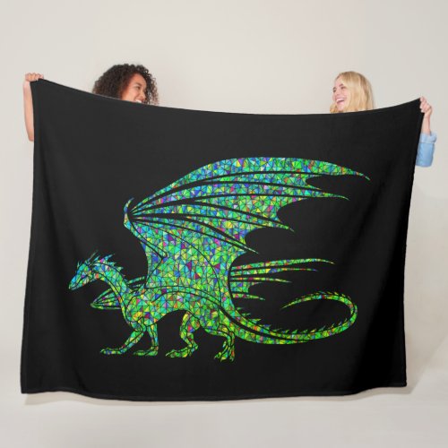 Amazing Green Dragon Mosaic  Fleece Blanket